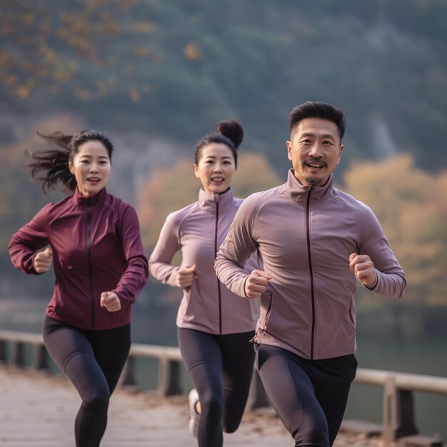 Aziatische gezonde personen lopen op een tracka foto van een lopende persoon full body foto