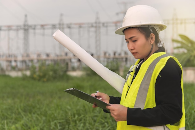 Aziatische ingenieur werkzaam bij elektriciteitscentraleThailand mensen