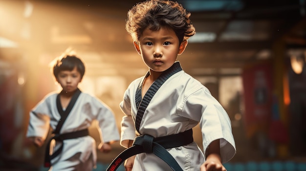 Aziatische kinderen karate vechtkunsten Taekwondo