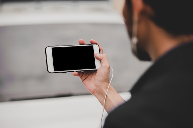 Aziatische man Sociale afstand Videoconferentie Video-oproep op internet slimme telefoon
