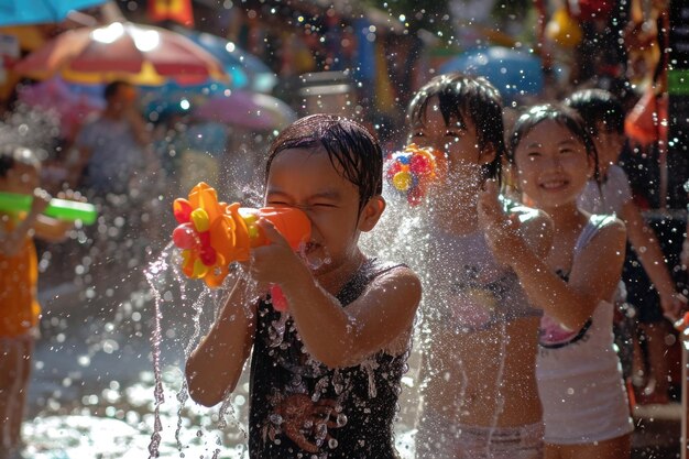 Foto aziatische mensen vieren het songkran-festival