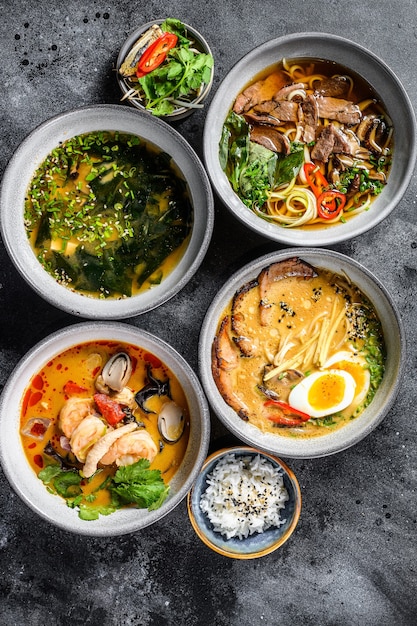 Aziatische soepen, Miso, Ramen, Tom Yam, Pho Bo