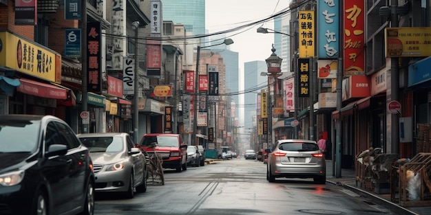 Aziatische straten stad in de middag dag