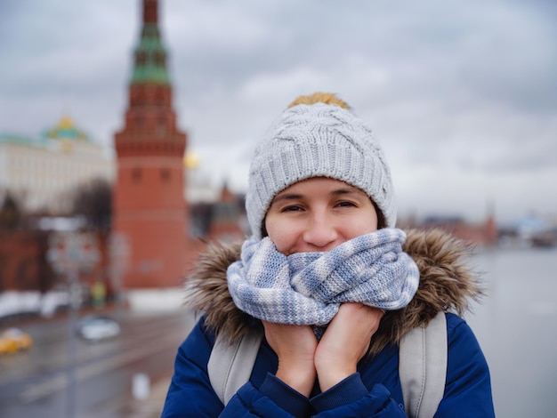 Aziatische toerist in reisvakanties in de winter Moskou