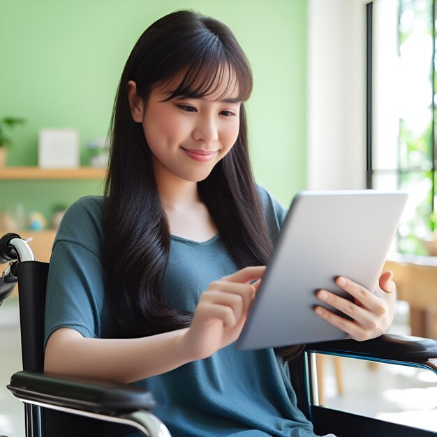 Aziatische vrouw met tablet