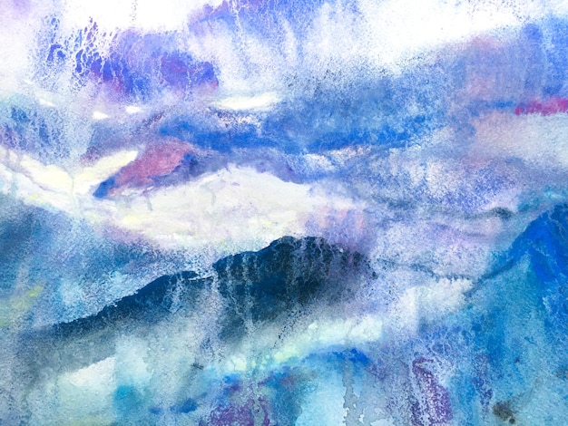 Aziatische Wandelen Rotsachtige Achtergrond. Blauw en Indigo Fun Himalaya. Aquarel Korea afdrukken. Gestileerde Japanse aquarel bergen. Hedendaagse geometrische schets. Berg illustratie.