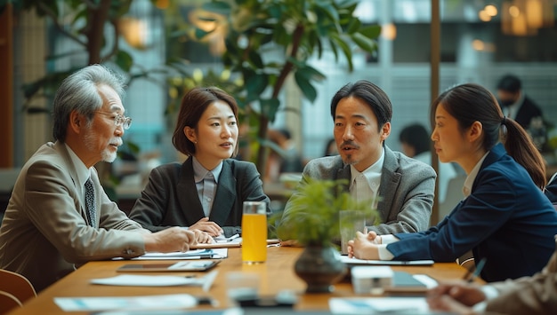 Aziatische zakenpersoon ontmoet op het kantoor samenwerken