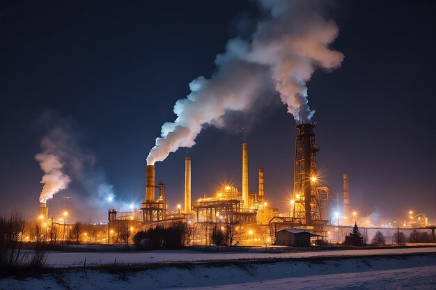 Photo azovstal in mariupol ukraine before war steel plant at night steel factory with smokestacks steel works iron works heavy industry industrial landscape with metallurgical combine smokes lights