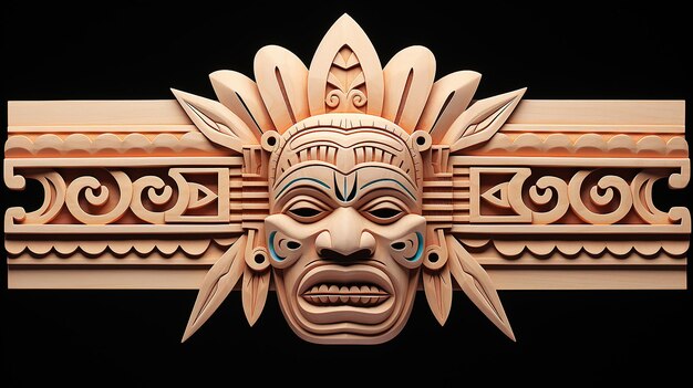 Aztec Elegance Wooden 3D Design with Copy Space