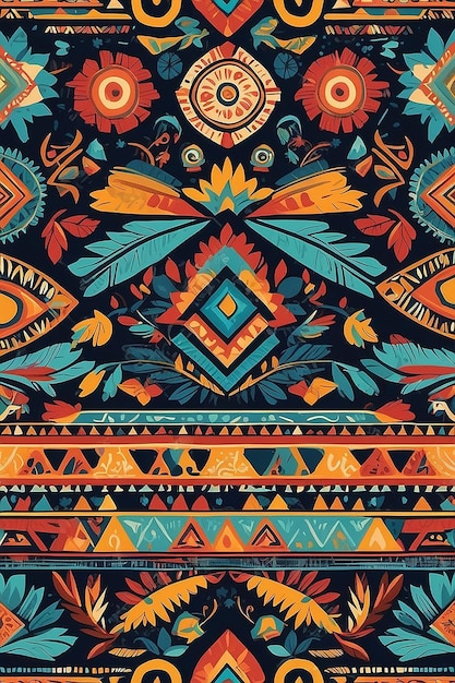 Aztec ethnic motif Native american geometric pattern colored mexican tribal art elements design Colorful ancient culture symbols or ornament