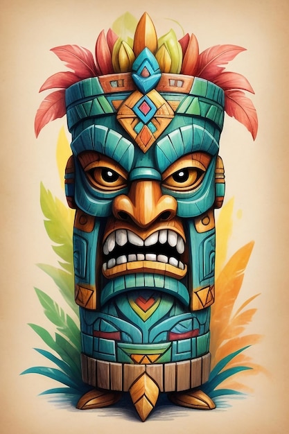 A aztec graphic mexican mask illustration Ai Generated
