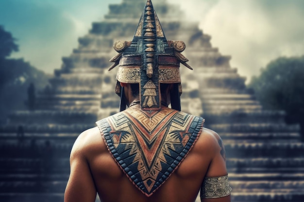Aztec man old pyramid Generate AI