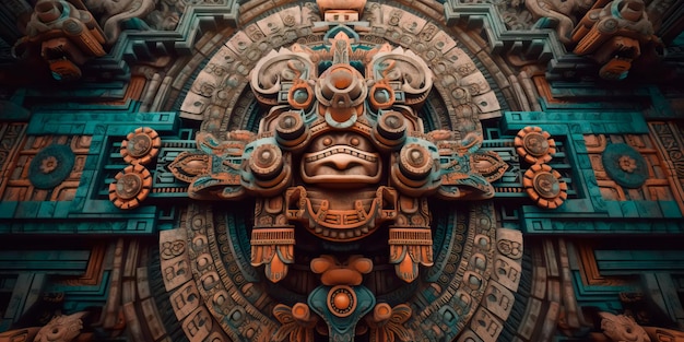 Motivo azteco caratterizzato da motivi audaci e intricati che ricordano l'arte e il simbolismo culturale dell'antica civiltà ia generativa