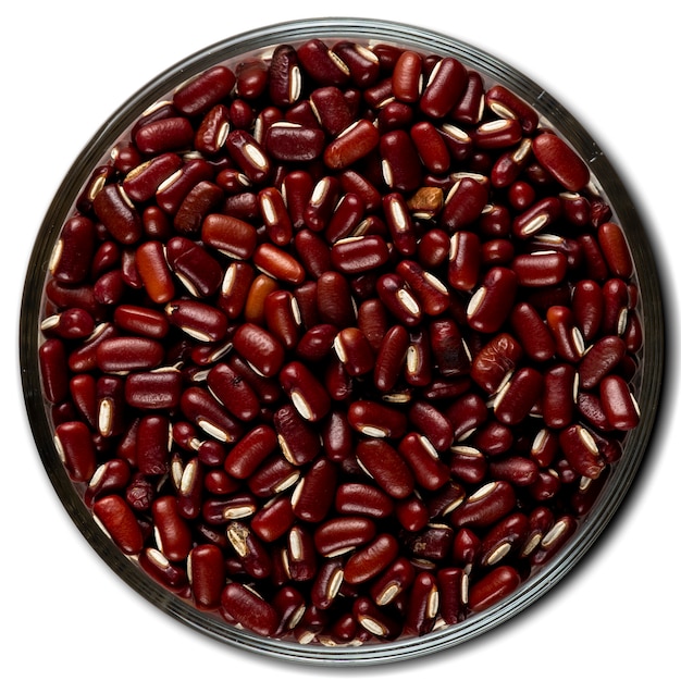 Azuki beans in a glass bowl