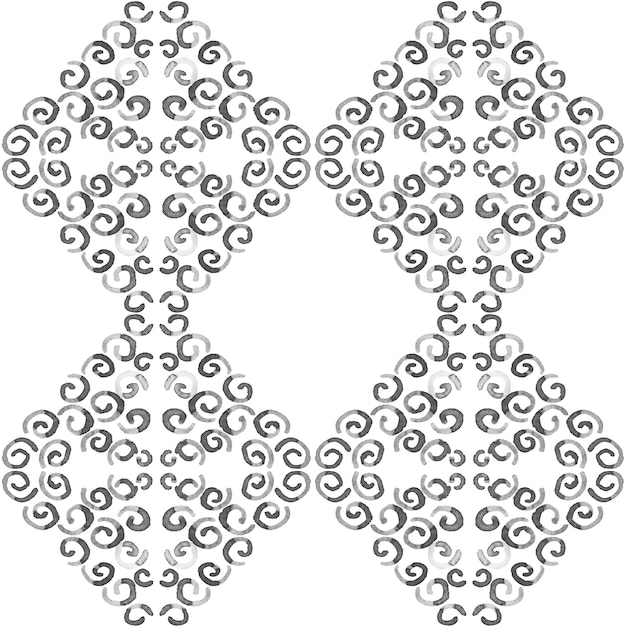 Azulejo 수채화 완벽 한 패턴입니다. 전통적인 포르투갈 세라믹 타일. 손으로 그린 추상적인 배경. 섬유, 벽지, 인쇄, 수영복 디자인을 위한 수채화 삽화. 회색 azulejo 패턴입니다.