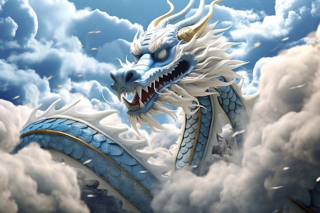 Azure Ascendance Chinese Dragon in the Clouds