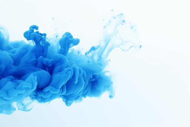 Azure blue paint diffusing with water