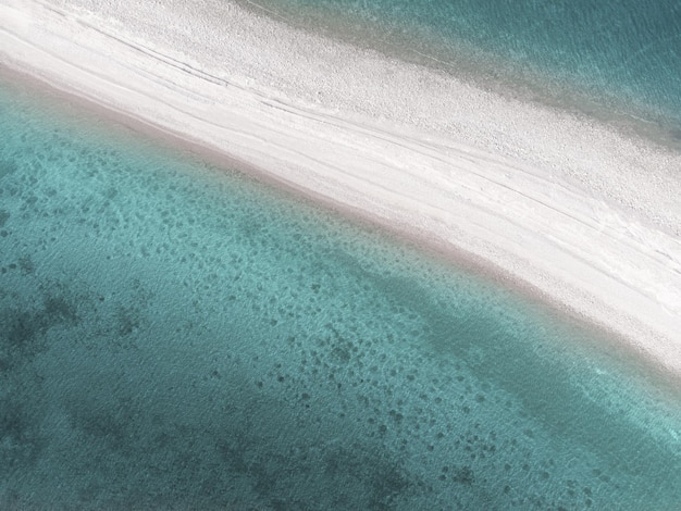 Azure Coast Clear turquoise sea Under water the bottom relief is visible Aerial view Clear turquoise water