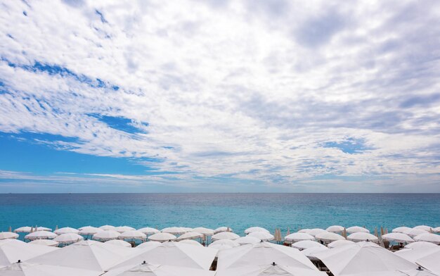 Azure coast in Nice against the blue sky