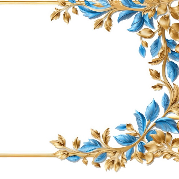 Azure gold luxe decoratieve filigraan Uitgebreid op witte achtergrond AI gegenereerd