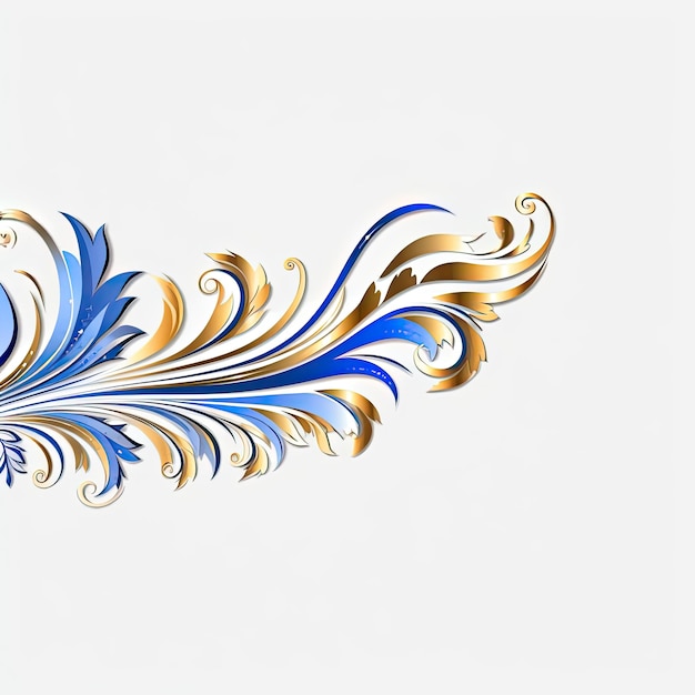 紺碧のゴールドの豪華な装飾的なフィリグリーは、白い背景に精巧に AI で生成