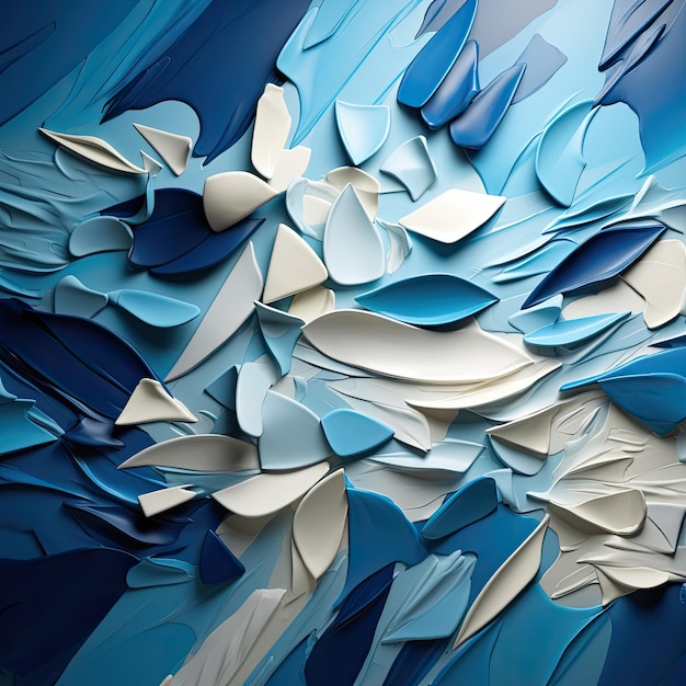 Azure and ivory porcelain shards in an artistic composition
