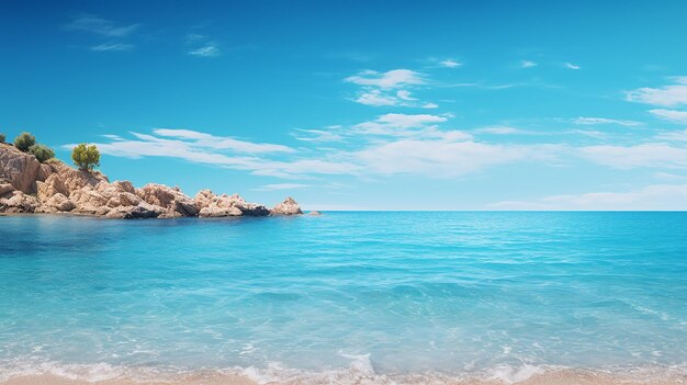 Azure mediterranean sea and blue sky summer holiday