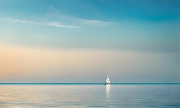 Foto scena di una barca a vela sull'oceano azzurro