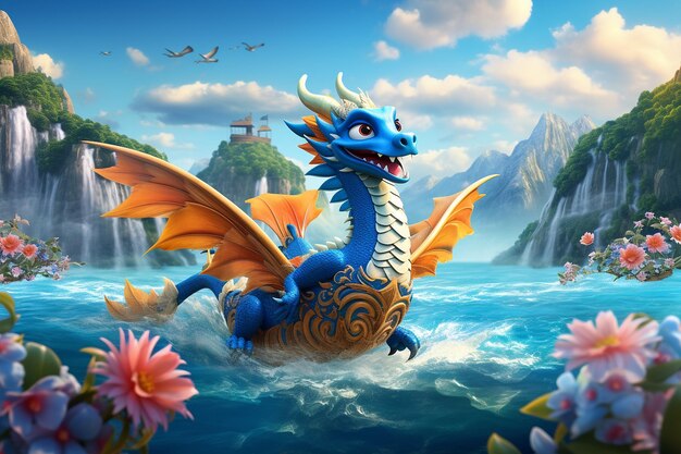 Azure Reverie Chinese Dragons Dreamlike Flight