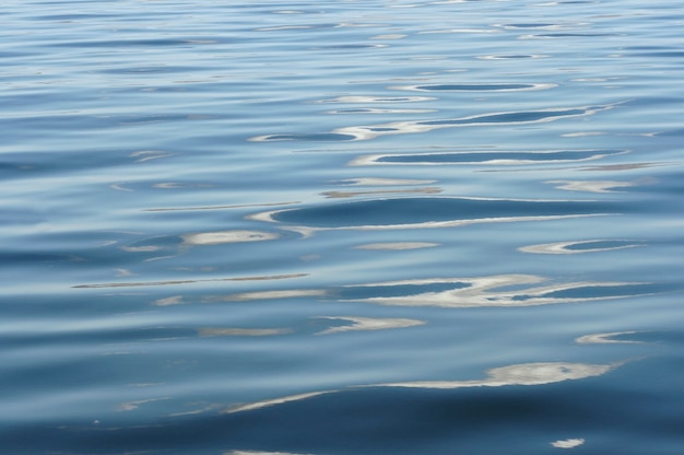 波紋と反射のある紺碧の海の水面