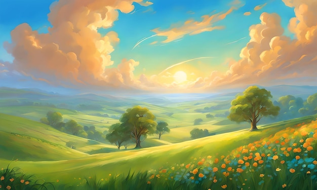 Azure Skies Over Pastures Wallpaper