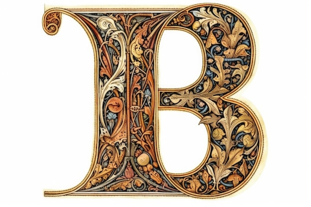 Foto b letter middeleeuwse manuscript stijl op witte achtergrond