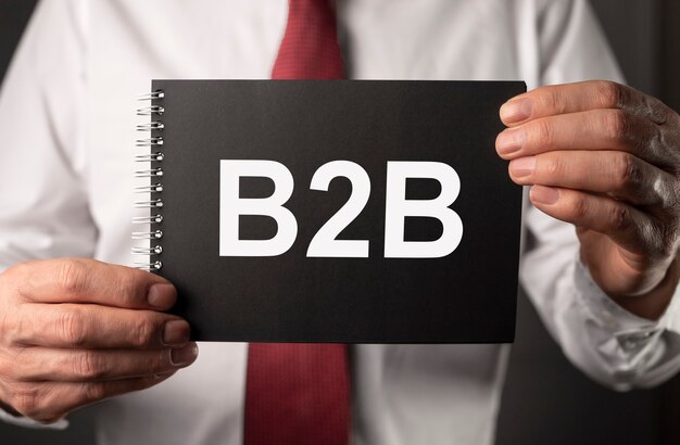 写真 b2bの頭字語、碑文。企業間概念。