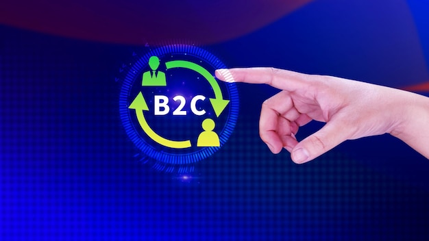 사진 b2c business to customer marketing strategy concept businessman touching with virtual b2c icon for business strategy communication feedback online marketing ecommerce marketing strategy