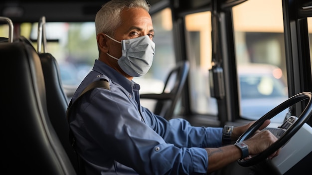 BA bus driver wearing a mask