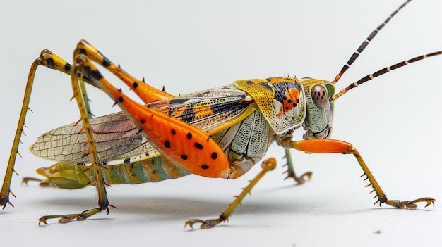 BA colorful grasshopper on a white background