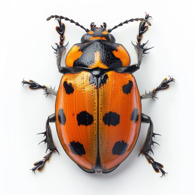 BA detailed illustration of a red and orange beetle with black spots