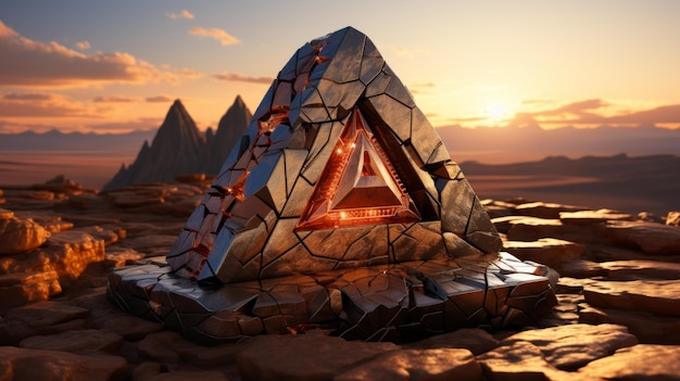 Foto b.a. piramide luminosa nel deserto