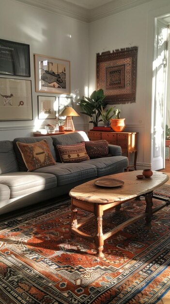 BA stylish living room with a mix of patterns and textures