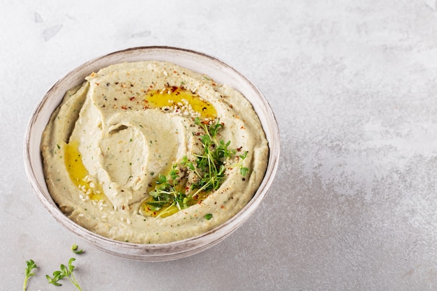 Baba ghanoush babaganoush or eggplant hummus on the bowl