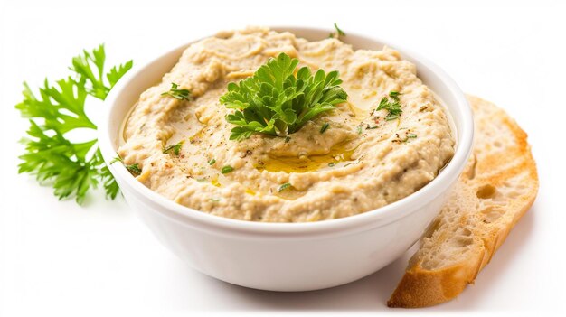 baba ghanoush isolated on white background Generative Ai