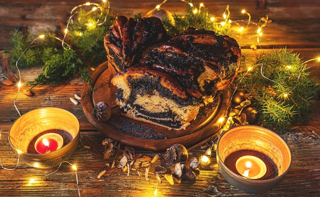 Babka on Christmas background