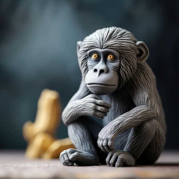 Photo baboon character craft with isolated studio background