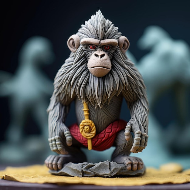 Baboon Character craft with isolated studio background