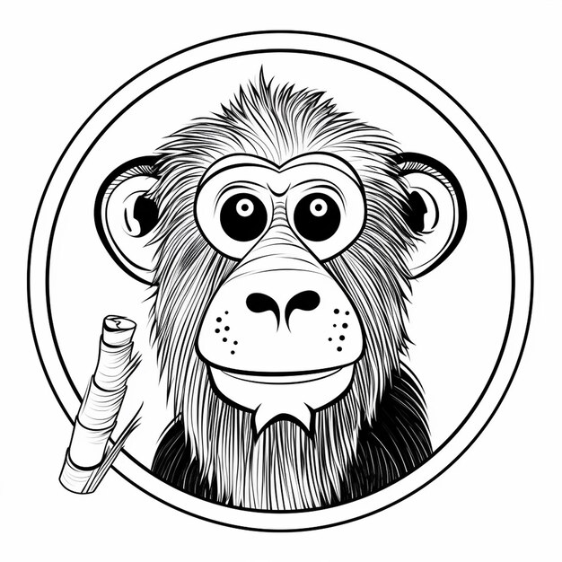 Photo baboon drawings hand drawncute coloring book kawaii line art