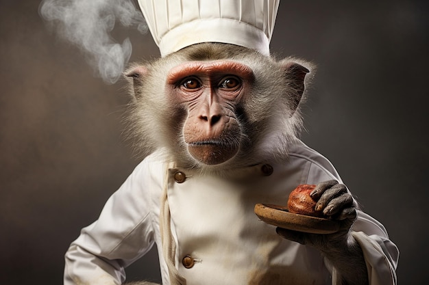 Baboon Dressed as a Chef