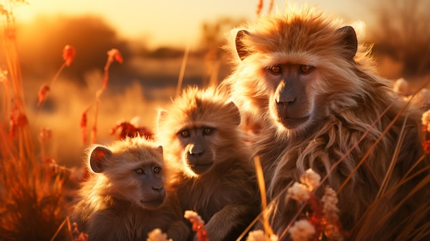 Baboon Harmony in the African Dusk