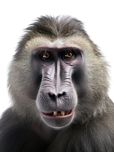Baboon Studio Shot Isolated on Clear White Background Generative AI