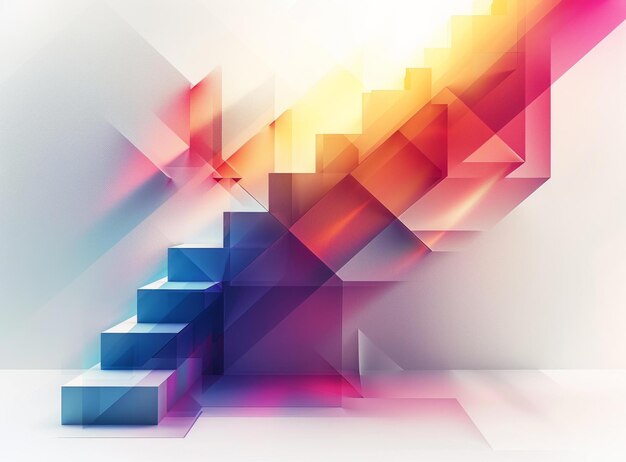 Foto babstract geometric shapes in bright colors form staircase going up