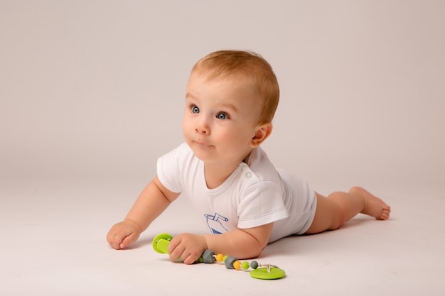 baby 8 months on white background